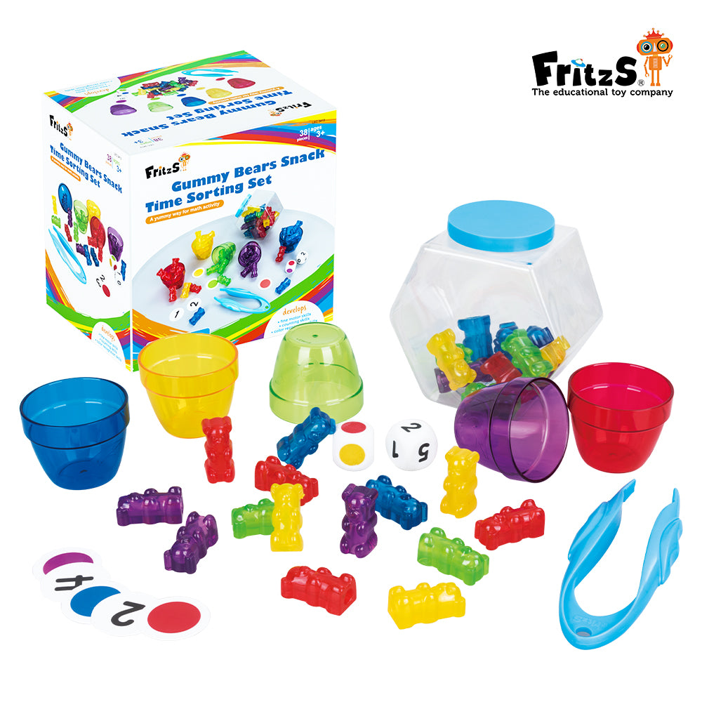 FritzS Learning LEC3413 Gummy Bears Snack Time Sorting Math Set Fine Motor Skills Development for Age 3 and up children main product photo 01